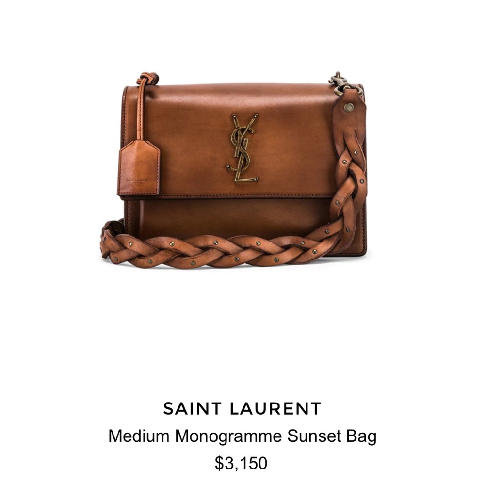 SAINT LAURENT
Calfskin Medium Monogram Sunset Shoulder Bag With Braided Strap